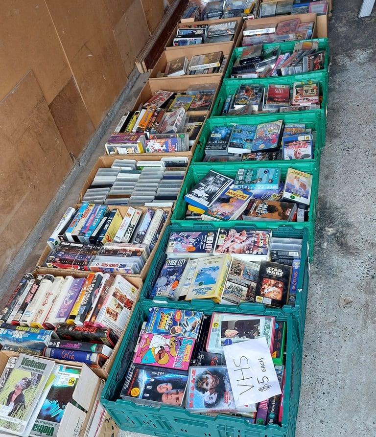 A trailer load of VHS tapes unloaded in my garage