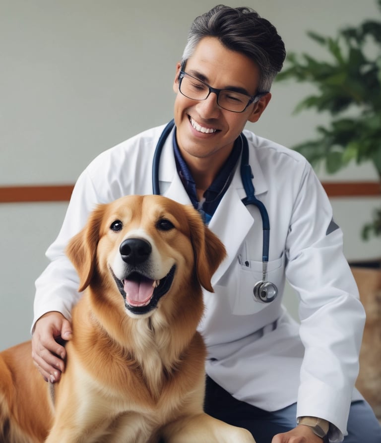 Doctor and pet bonding