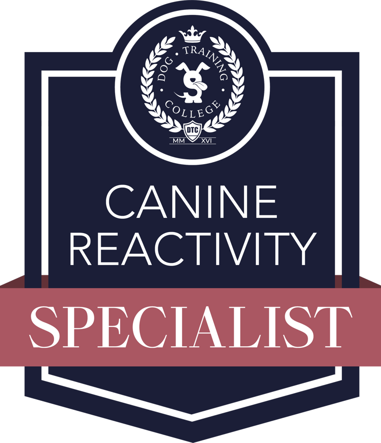 Canine reactivity specialist dog trainer badge