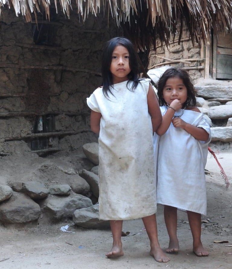 Kids from the Kogui Tribe, indigenous kinds Kogui