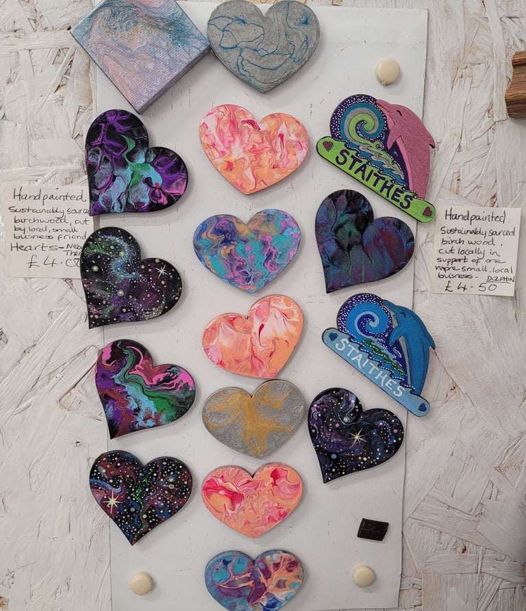 Sam Barnes acrylic hearts