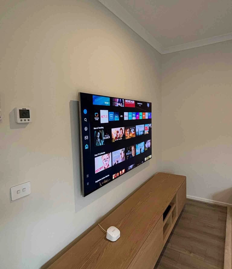 75 inch TV wall mount with premium hidden cable concealment service in South Kensington Melbourne.