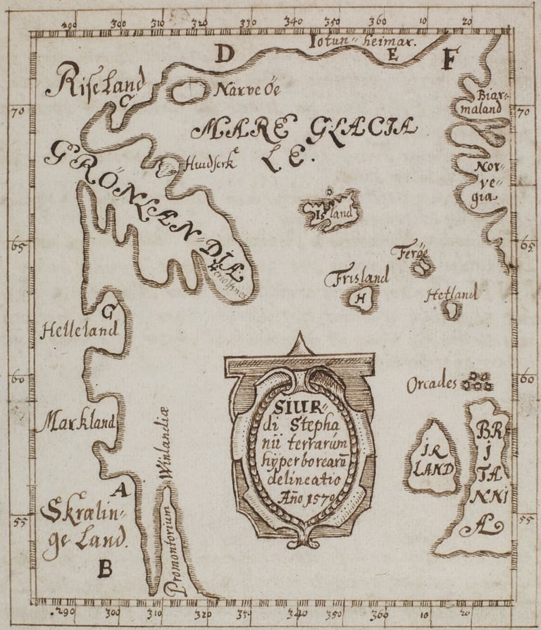Skálholt Map. Sigurd Stéfansson, 1570.  Det Kongelige Bibliotek, Denmark