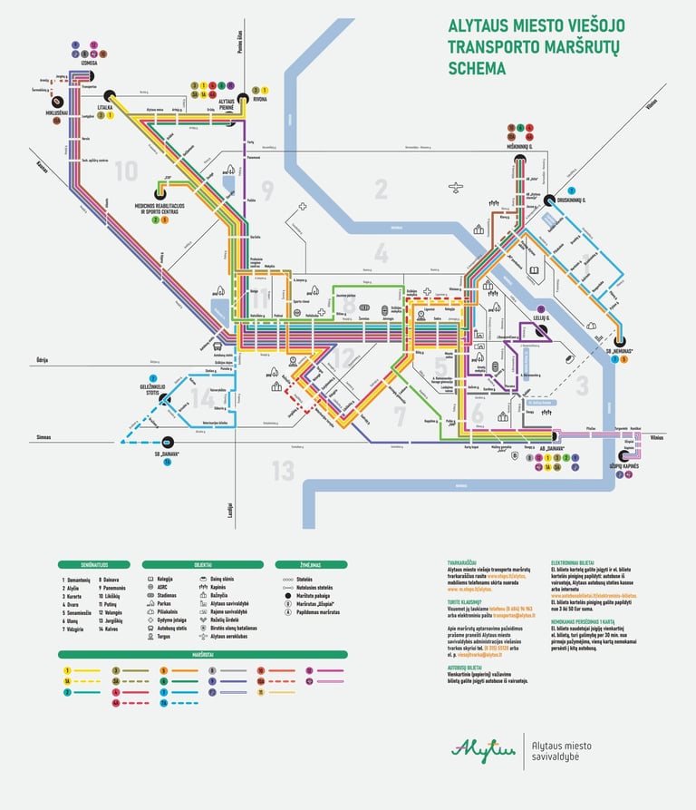 Maršrutų schema Alytuje