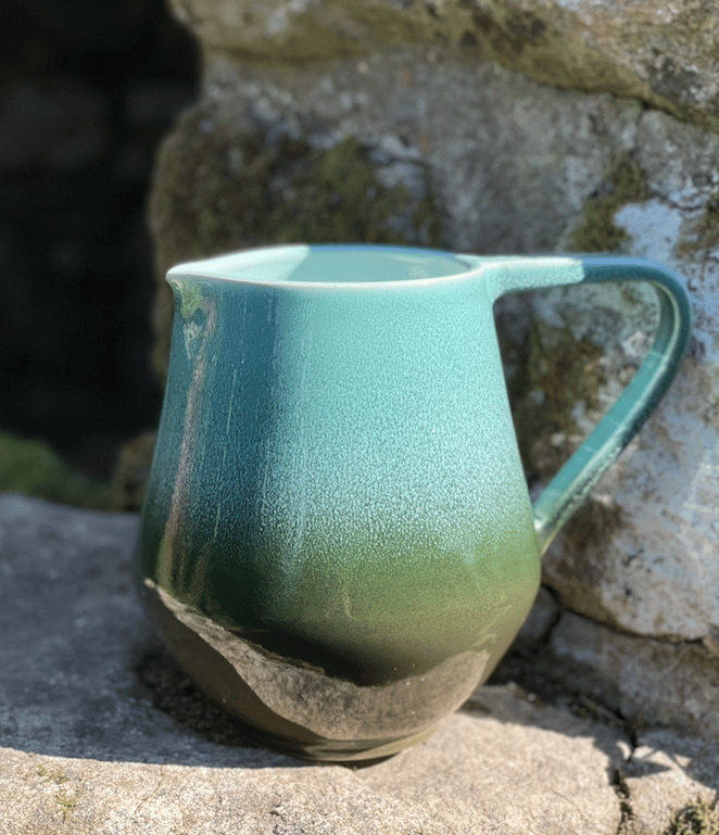 carafe - émail turquoise et kaki