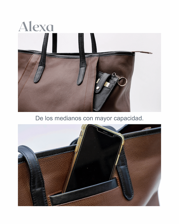 a woman's purse with a phone in her hand