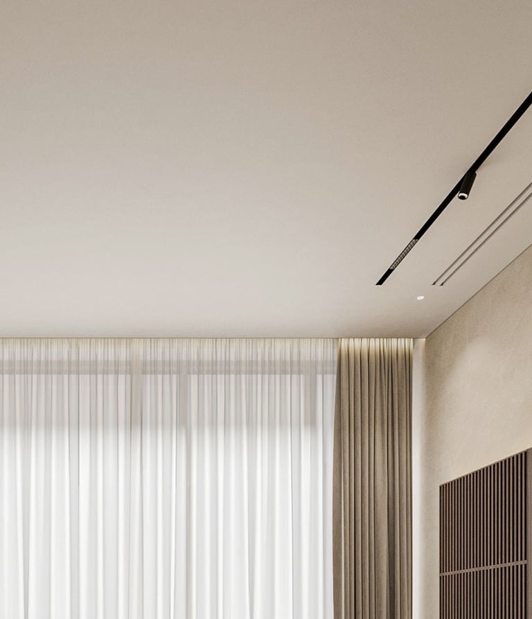 ERGOVENT LINEO-PRO CONDI 2 Slot linear diffuser in an elegant plaster ceiling
