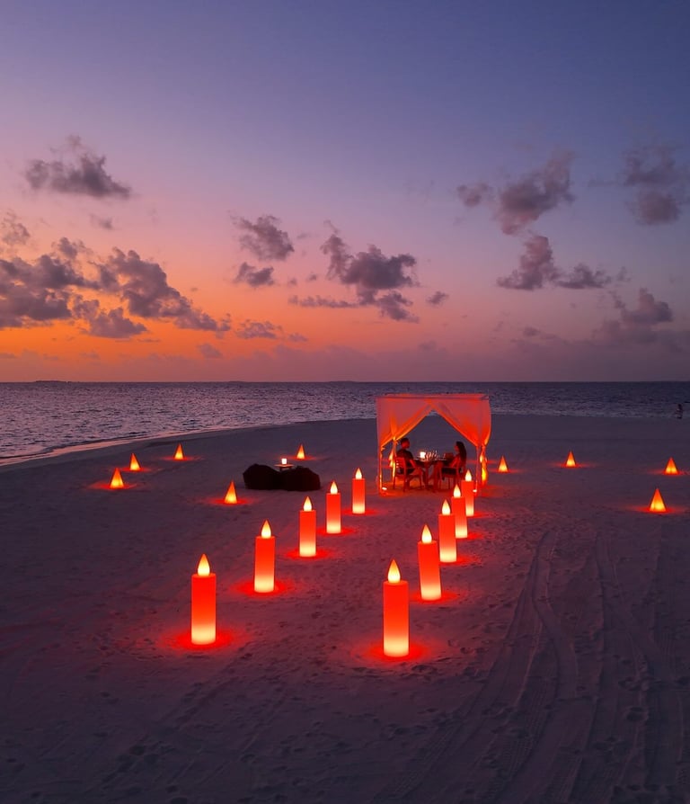 Anantara Kihavah Maldives private beach dinner