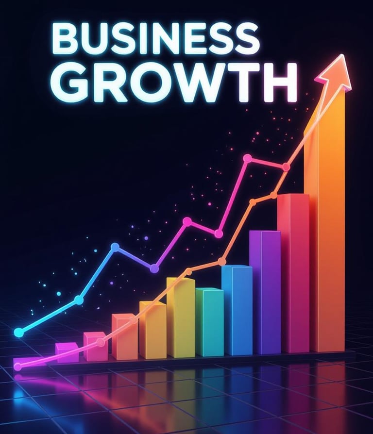 a business growth chart with a bar chart showing the growth of the business