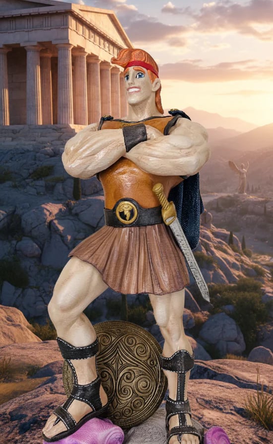 Disney's Hercules figurine with shield and sword