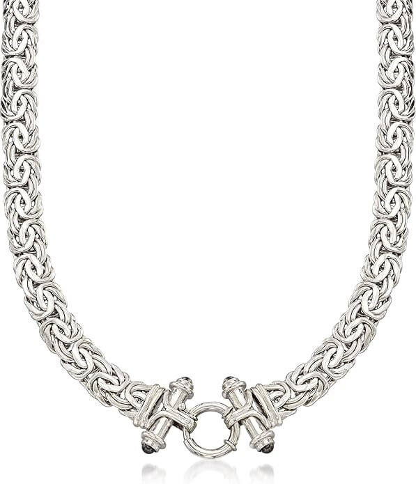 Sterling Silver Byzantine Necklace With Black Onyx