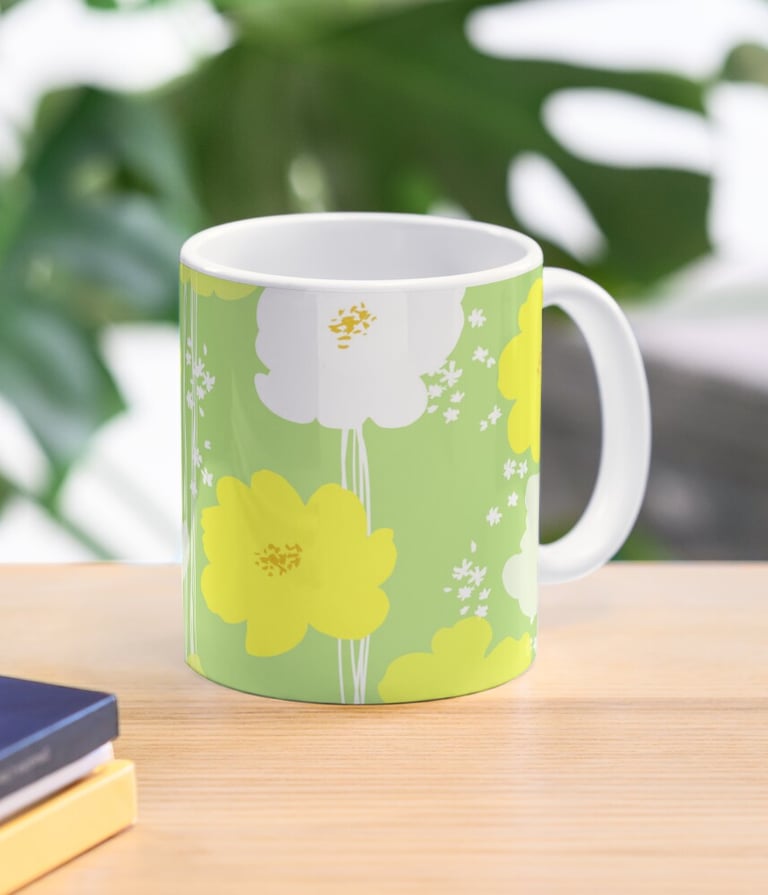 Peony flowers: Yellow White Classic Mug Cup