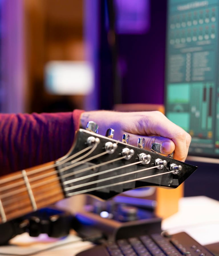 afinando guitarra-producción artística