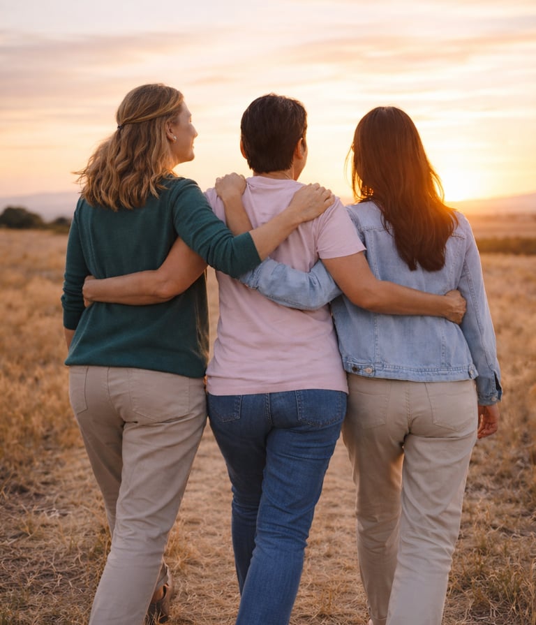 Femmes se soutenant dans un cercle de parole
