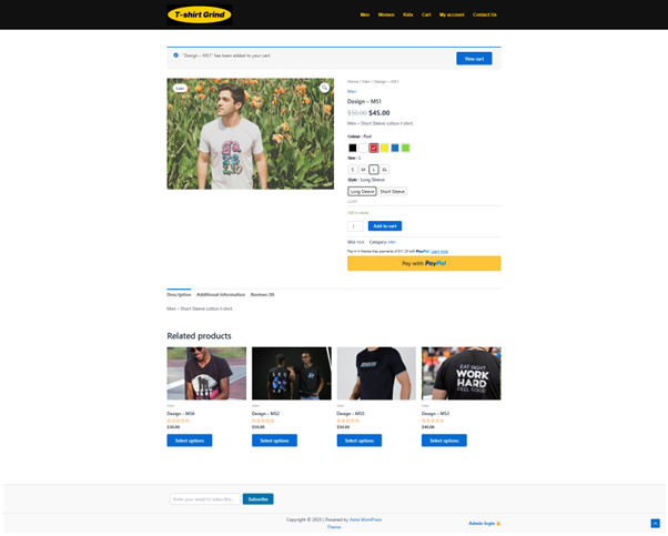 Tshirt-Cutomisation Page