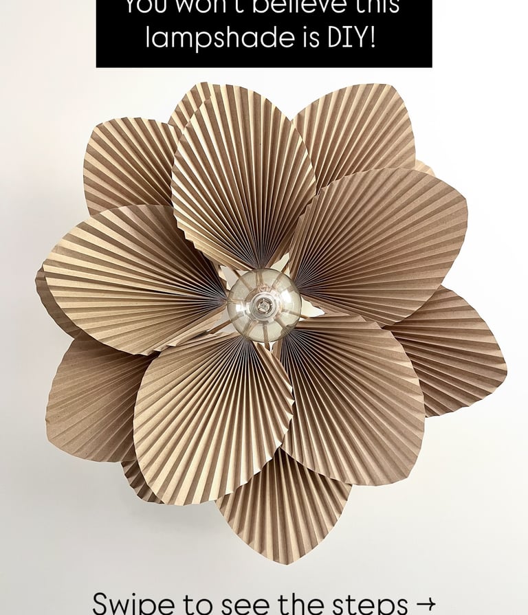 modern high-end looking DIY paper lampshade, made out of accordion-style shaped flower petals