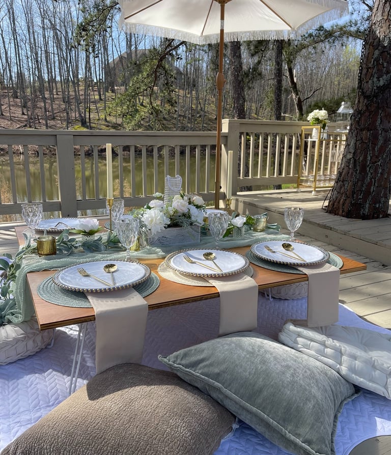 Date night, gathering with friends, mothers day, luxury picnic elegant celebration Gathered Grace 