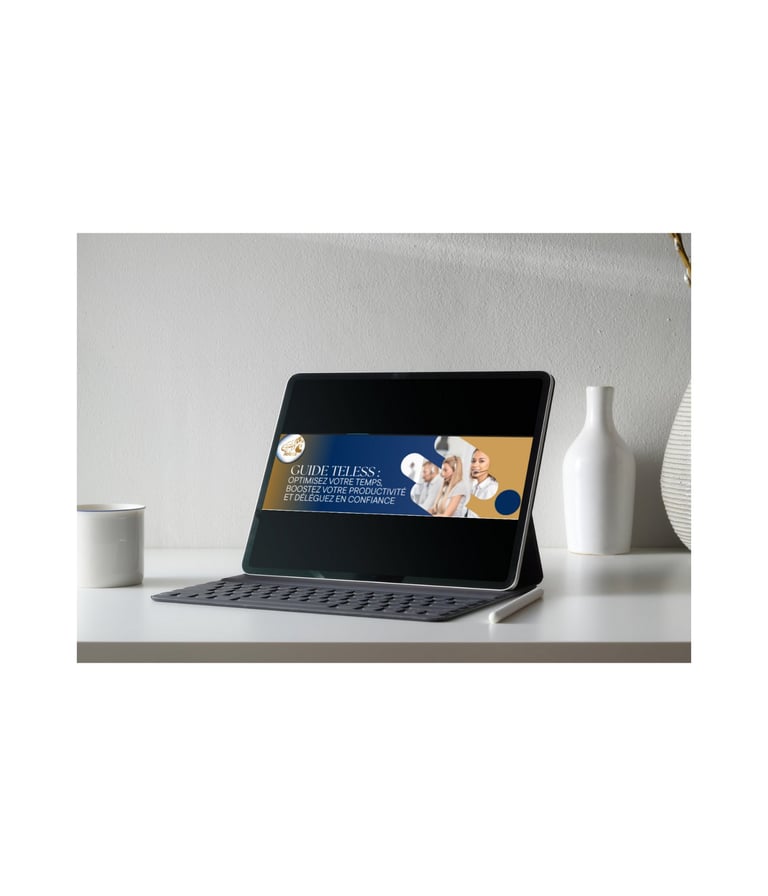 Un ipad exposant le guide gratuit Teless sur la productivité