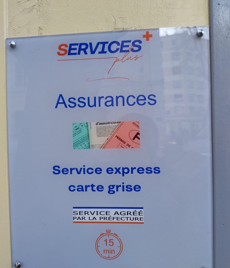 Plaque mural du cabinet Balidou Services Plus + avec image permis de conduire, carte grise agréé