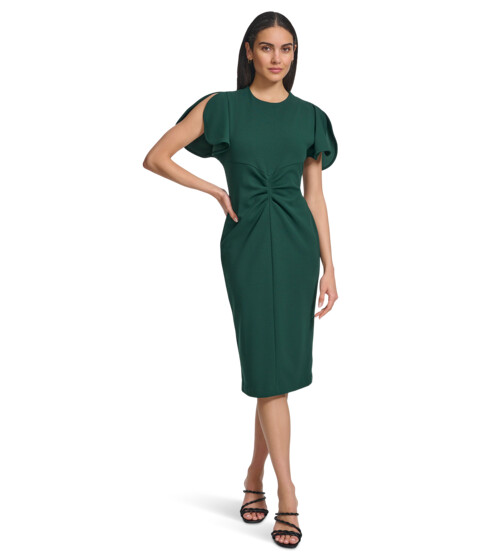 Calvin Klein Scuba Crepe Split Sleeve Sheath