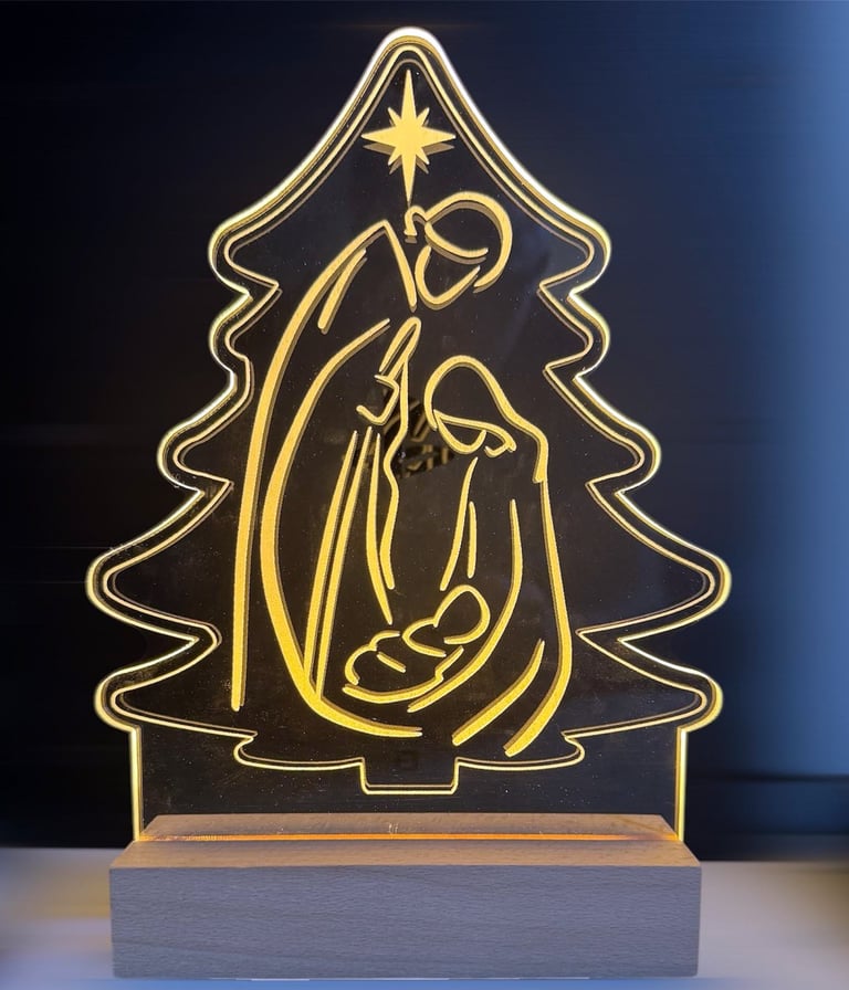 Lampada Led Plexiglass Natività Famiglia