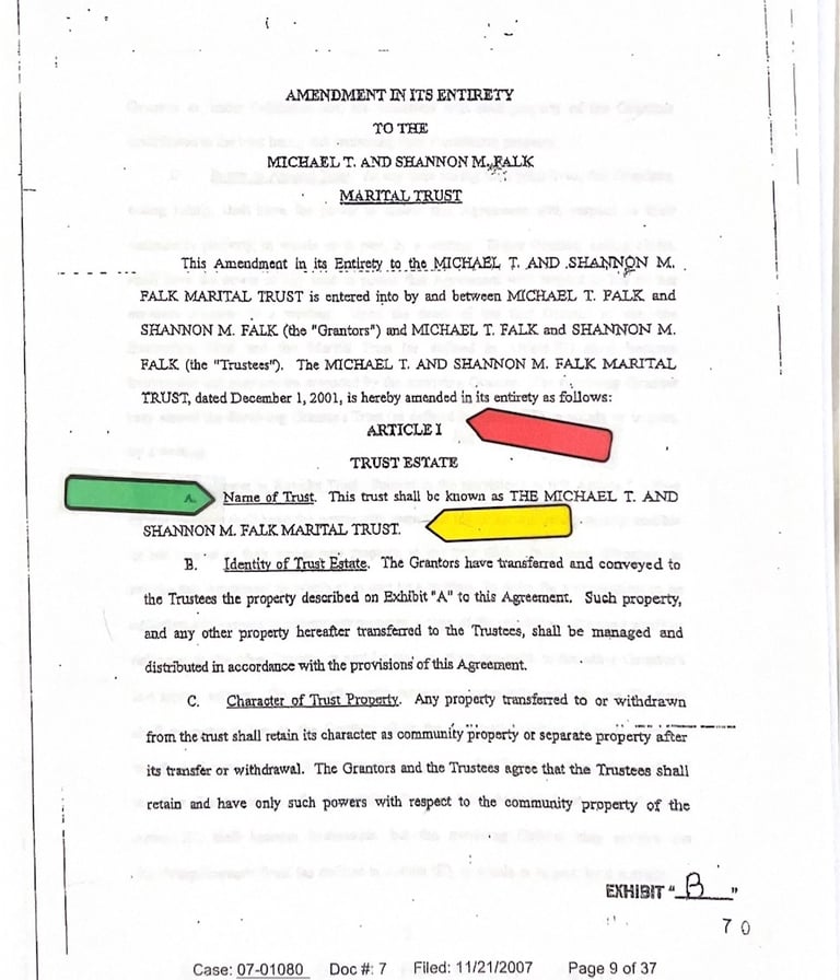 The Transmuted Falk Trust AP 1080 includes 3 Trusts one with Life Insurance