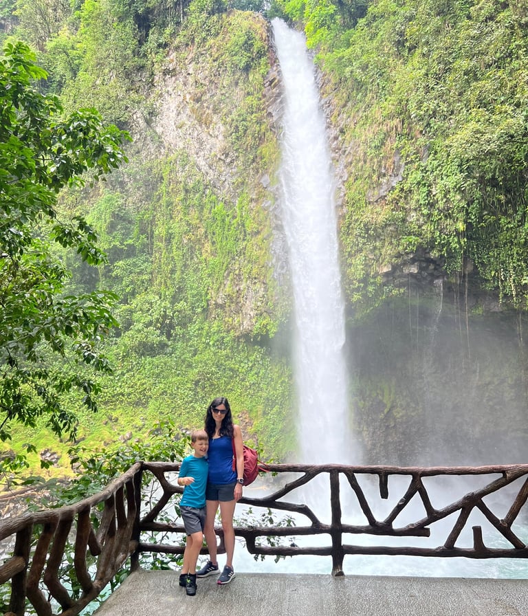 family at La Fortuna Waterfall costa rica