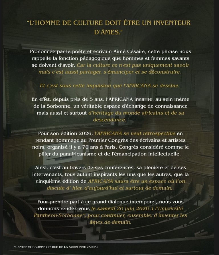 Programme AFRICANA 2026 conférence étudiants Afrique FEAC Sorbonne 20 juin
