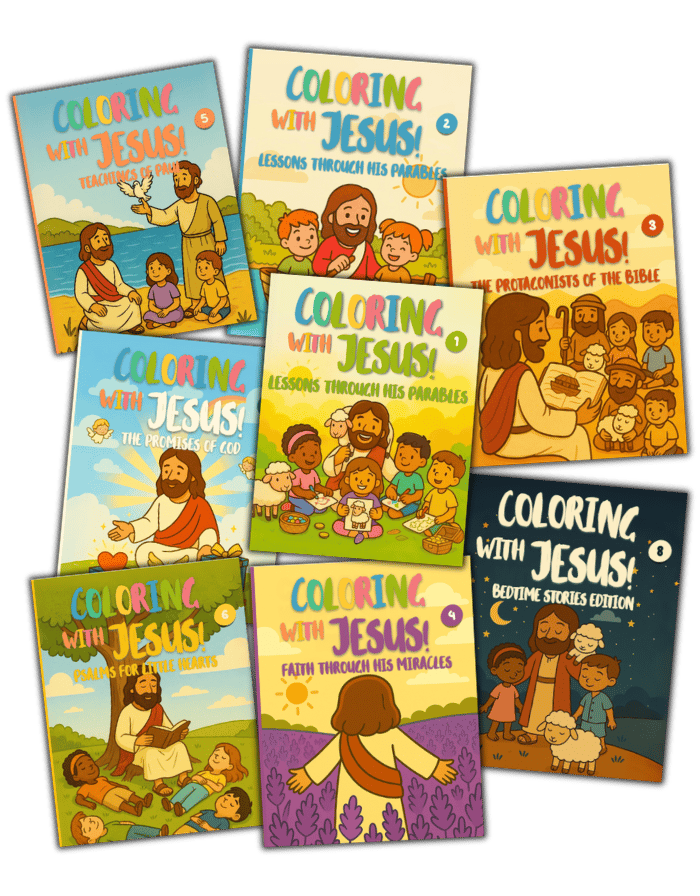 colection of coloring with jesus series of books