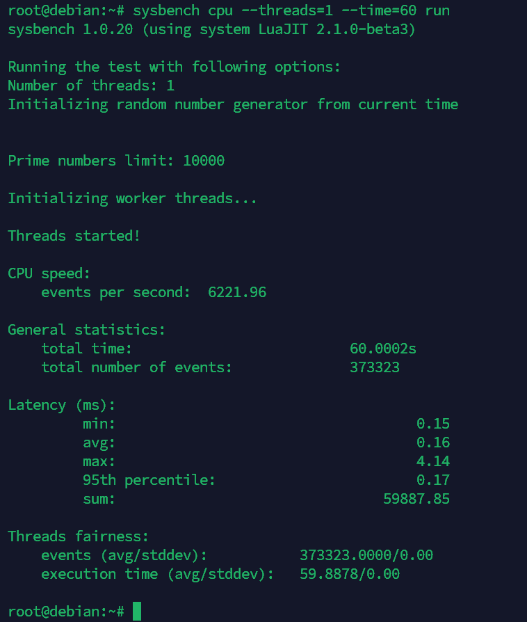 amd ryzen vps sysbench test output