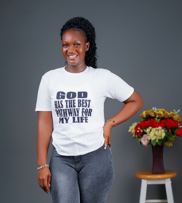 "God has the best pathway for my life" black text on white  Christian T-shirt