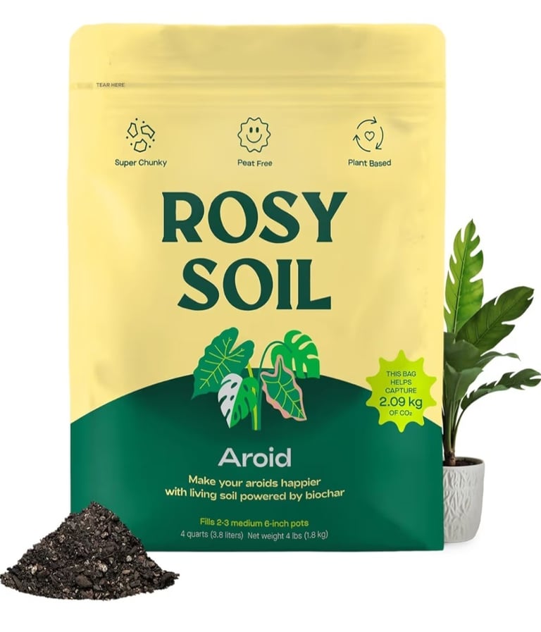 Rosy soil indoor plant mix for aroids and houseplants with well-draining organic ingredients