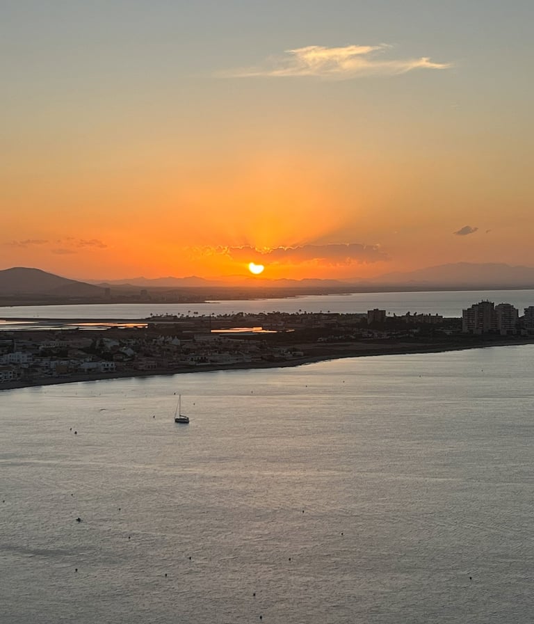 View of the sunset from the Cabo de Palos lighthouse where you can see the area occupied by the Marc