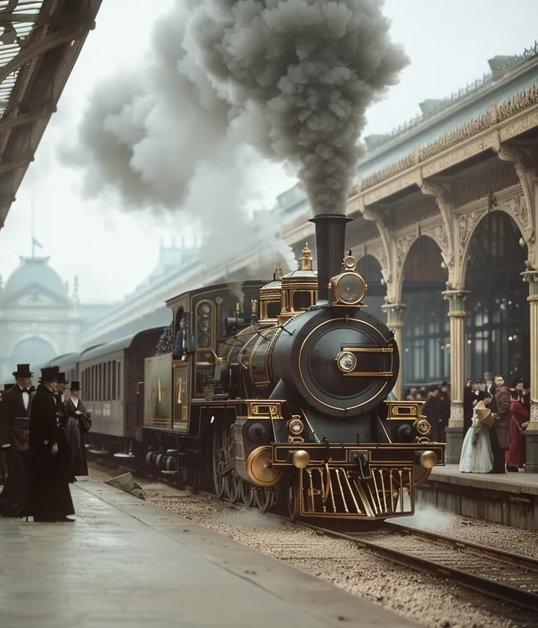 the Orient Express at its departure from Paris Gare de l'Est station in 1883