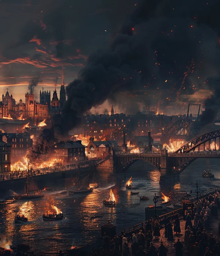  Great Fire consuming Newcastle and Gateshead