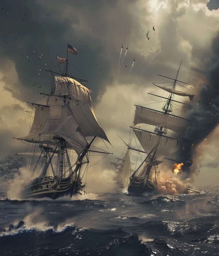  USS United States and HMS Macedonian locked in a deadly naval battle