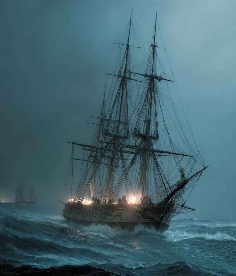Mauritanian coast: the French frigate Medusa lurches violently as the hull grinds against coral
