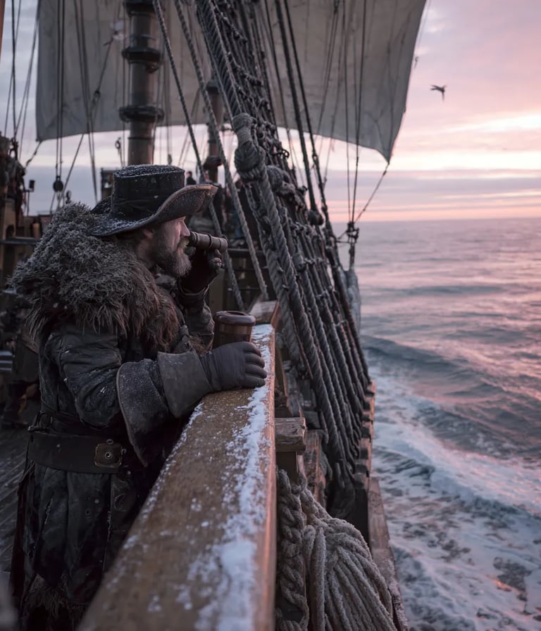 Dawn Watch, North Atlantic, 1576, off the coast of Greenland at first light