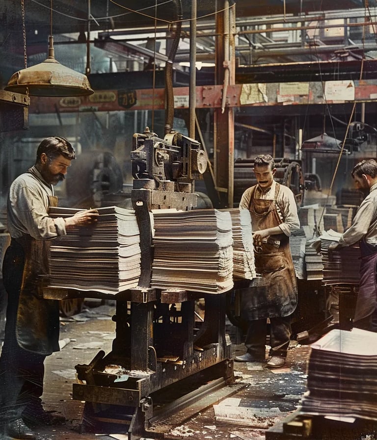 newspaper printing press, churning out the latest edition of Harper’s Weekly