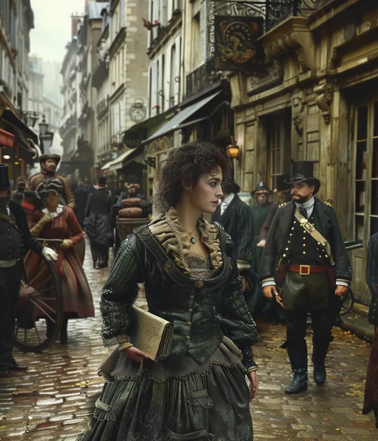 ustling Parisian street where a woman