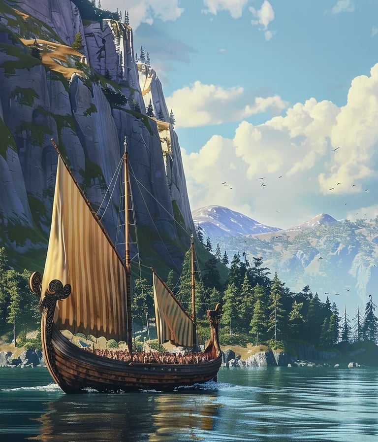Leif Erikson’s longship approaching the shores of North America
