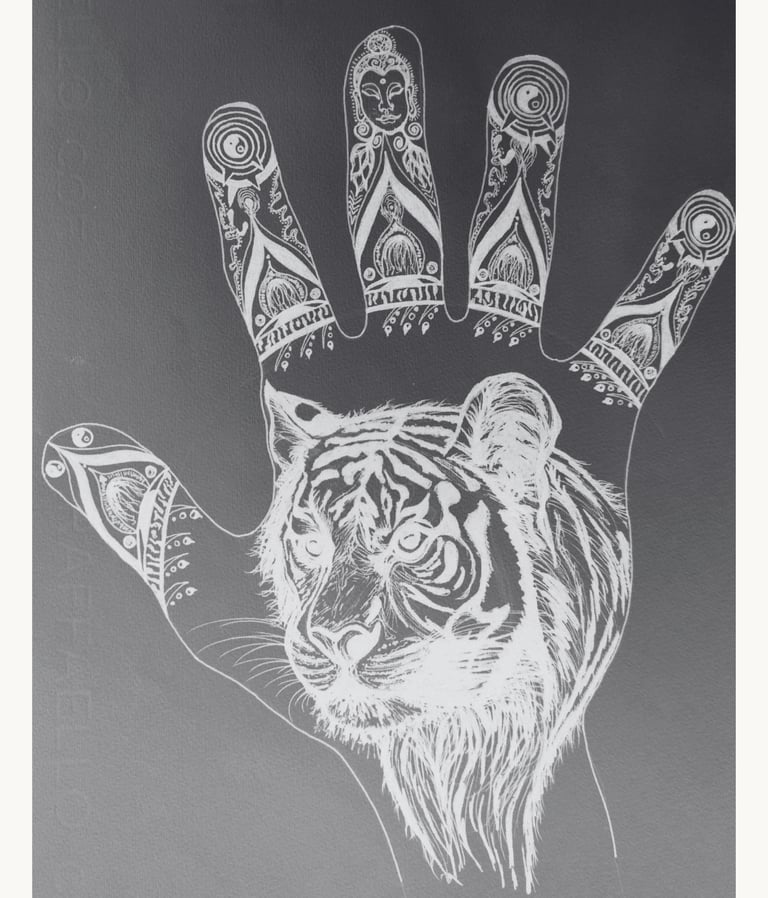 tiger krachtdier handtekening zwart