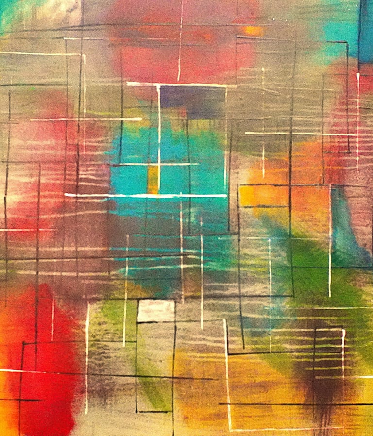 a painting of a painting of a colorful abstract painting