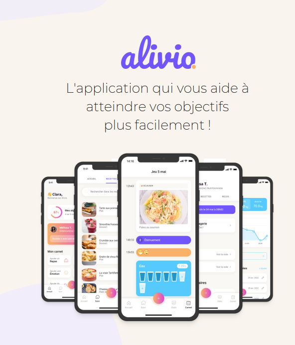 Visuel montrant l'application Alivio. 