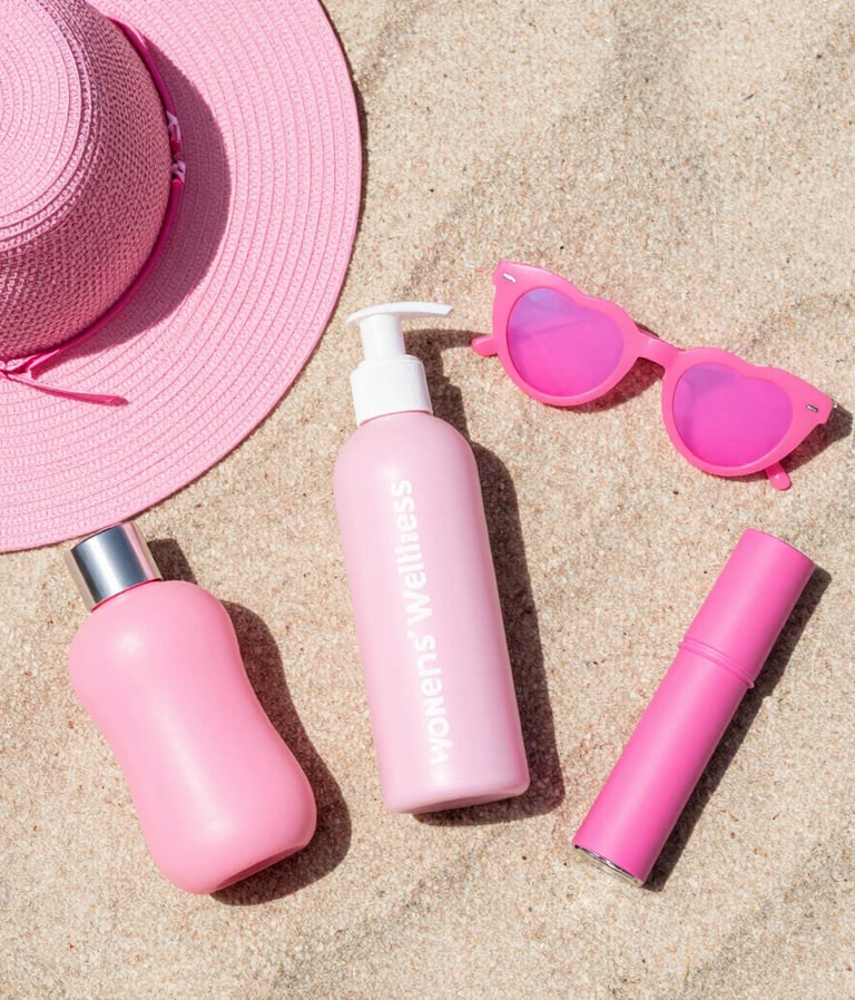 A serene workspace with soft ivory and dusty mauve accents, featuring a laptop displaying an e-learning course.