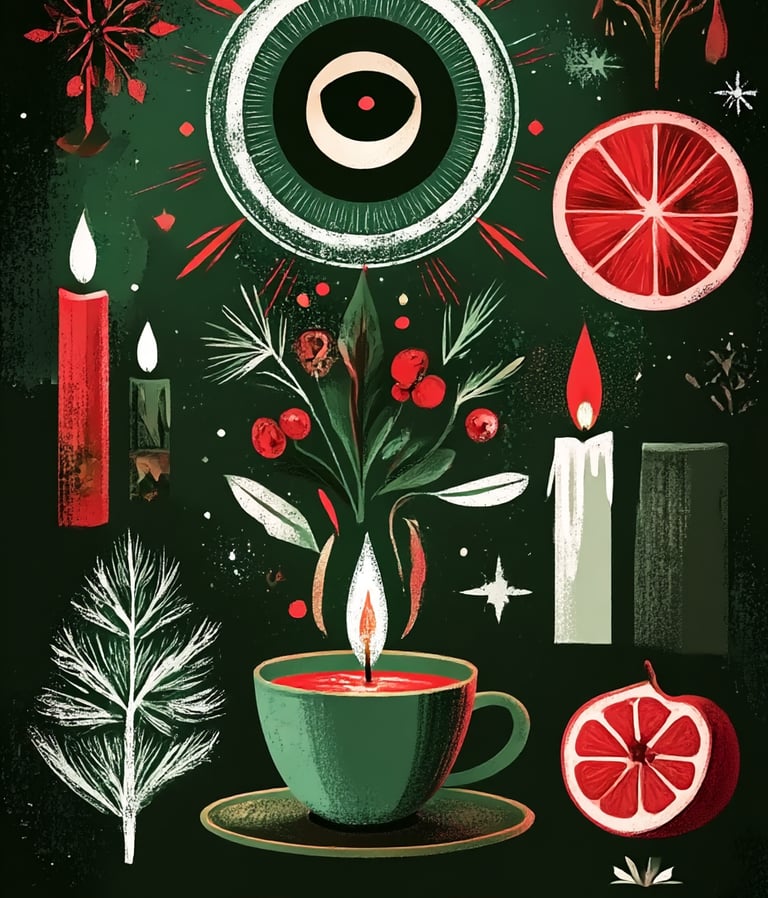 Un autel de sorcières pour célébrer Yule, le sabbat du solstice d'hiver