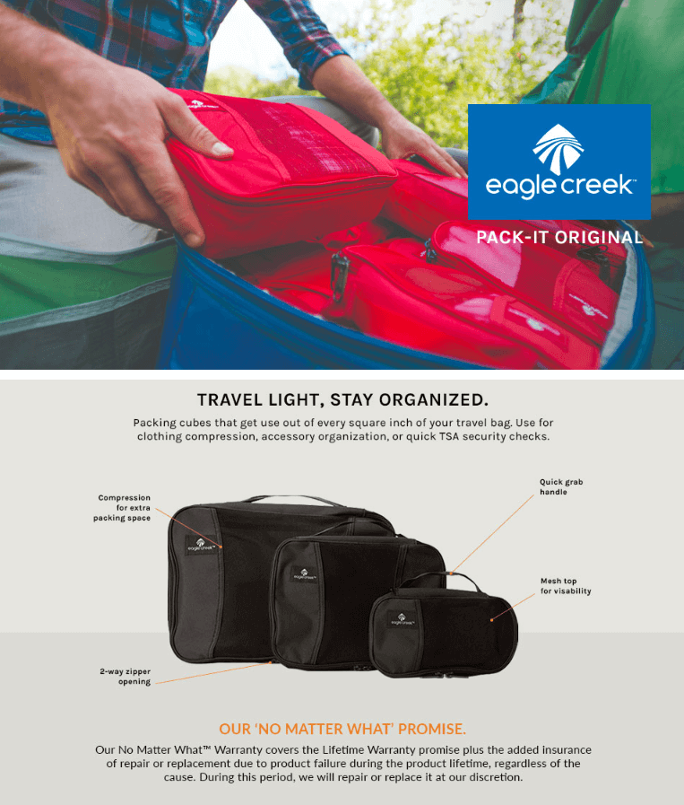 Eagle Creek Pack-It Original Cube Set for lightweight and durable travel organization