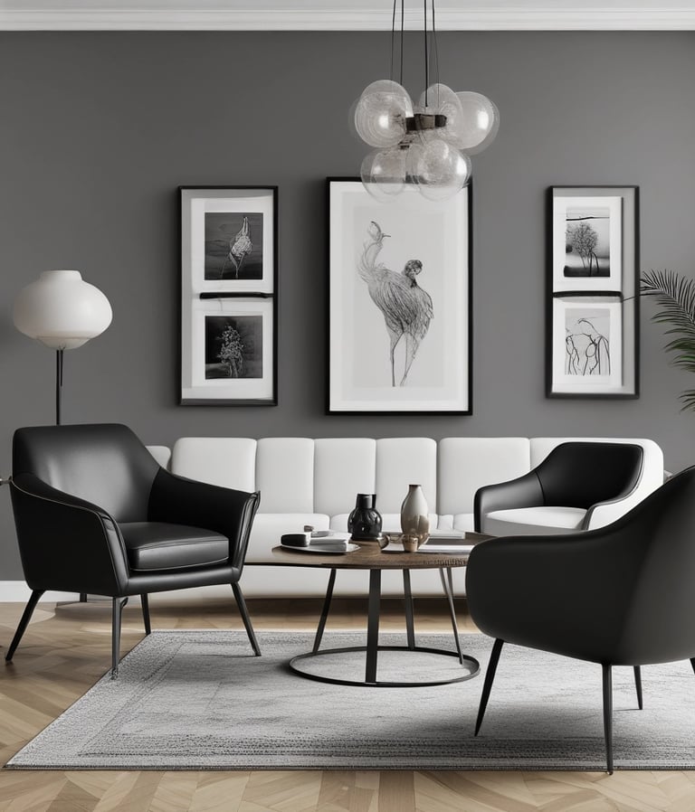 Cozy modern living room with sleek sofa and wooden coffee table