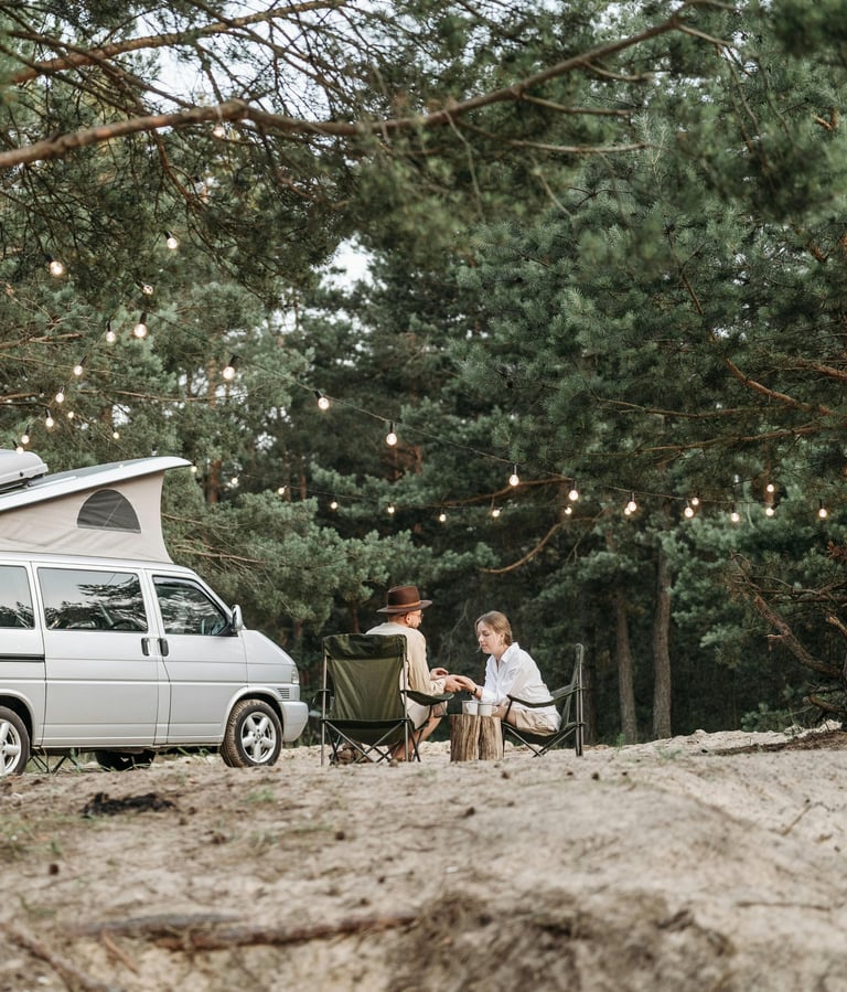Campervan camp with two people