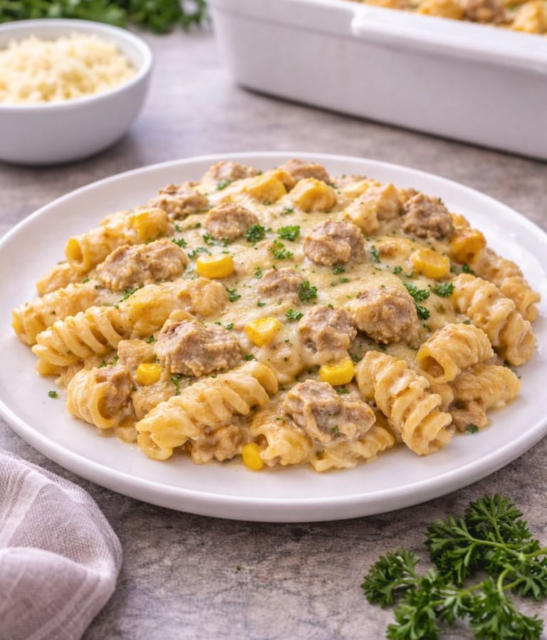 tuna pasta bake in dish